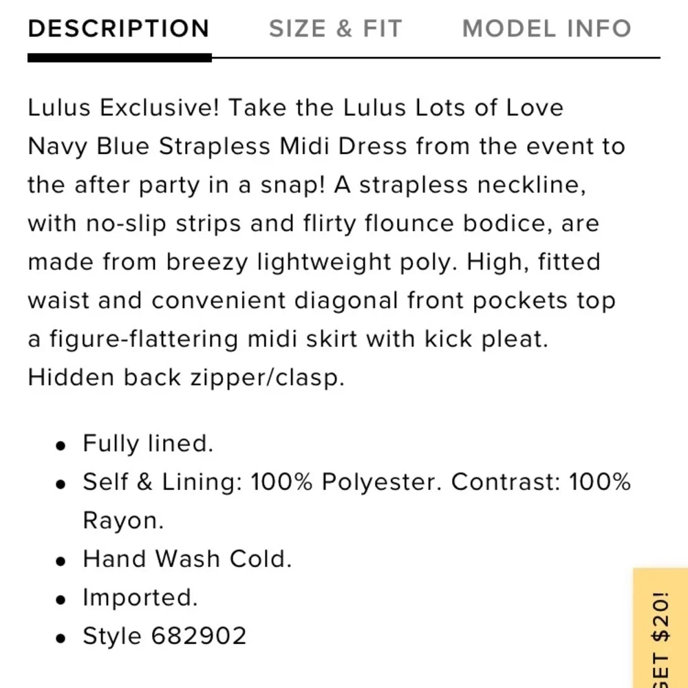 Lulu’s Lots of Love navy blue strapless dress - Picture 8 of 8